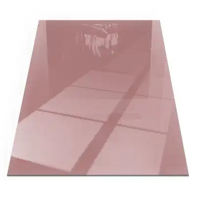 Plaque de sol rectangulaire en verre rose pour cheminée d'angle