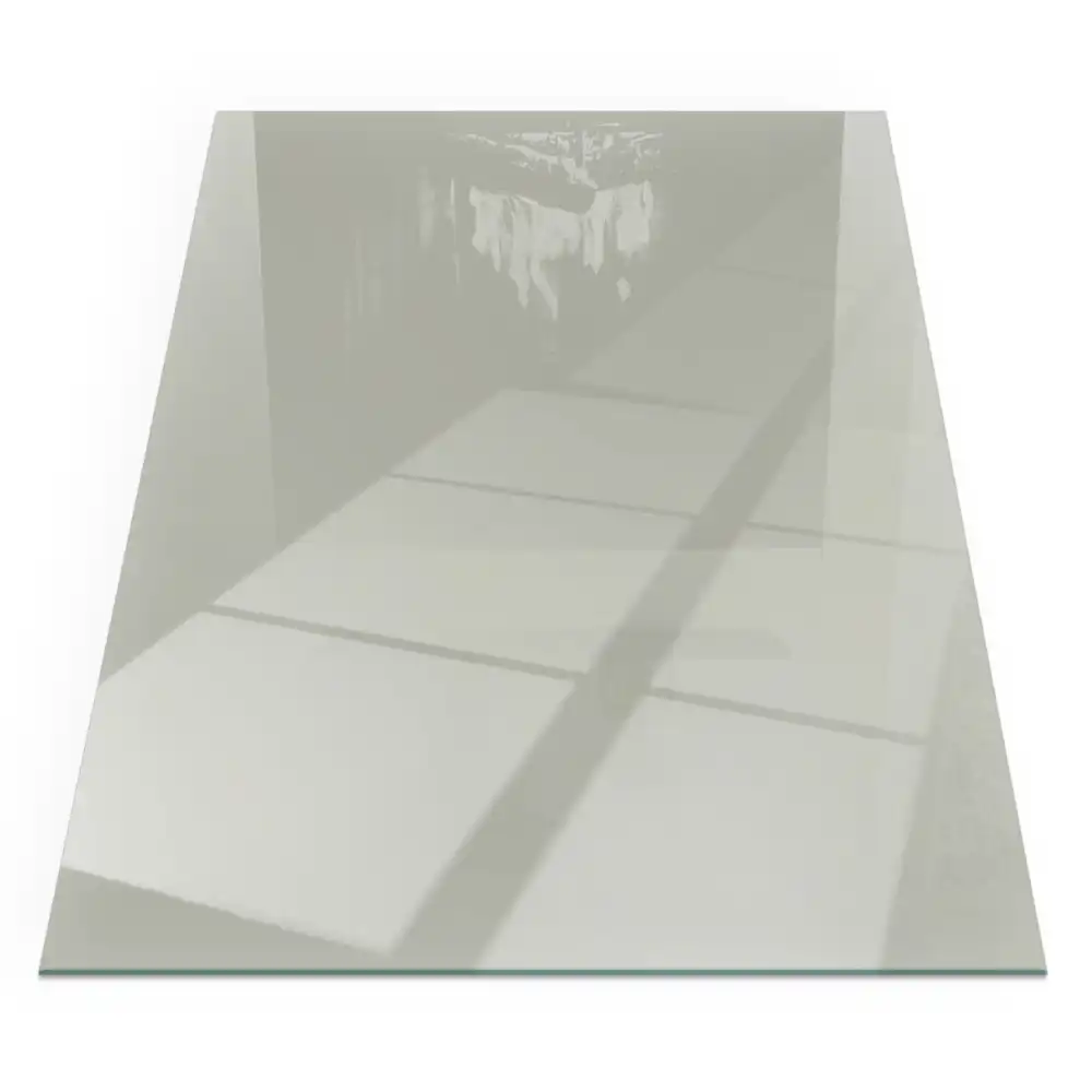 Plaque de sol rectangulaire en verre trempé pour cheminée gris-vert