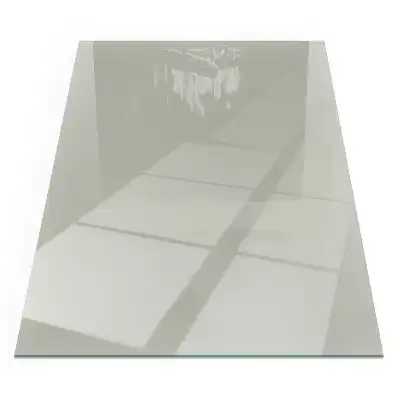 Plaque de sol rectangulaire en verre trempé pour cheminée gris-vert