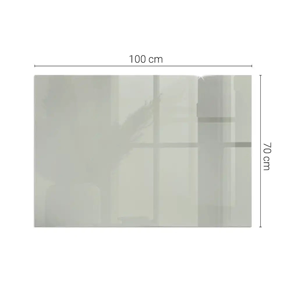 Plaque de sol rectangulaire en verre trempé pour cheminée gris-vert