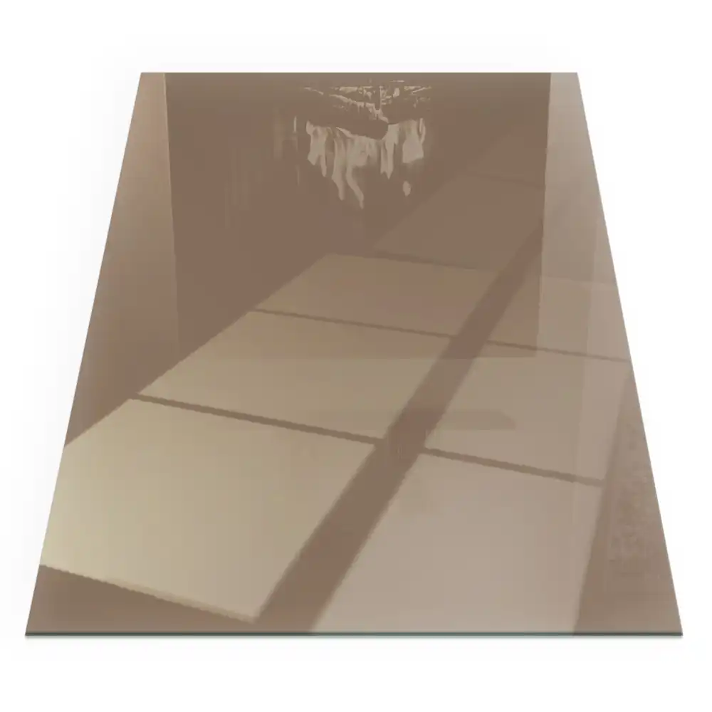 Plaque de sol rectangulaire en verre brun pour cheminée d'angle