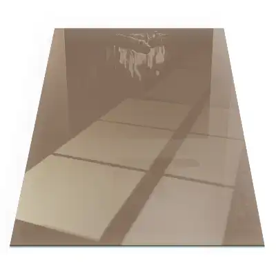 Plaque de sol rectangulaire en verre brun pour cheminée d'angle