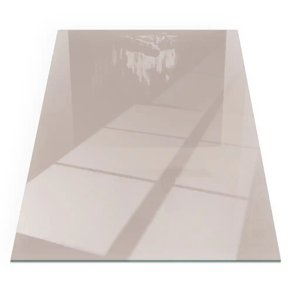 Plaque de sol rectangulaire pour cheminée en verre trempé brun clair