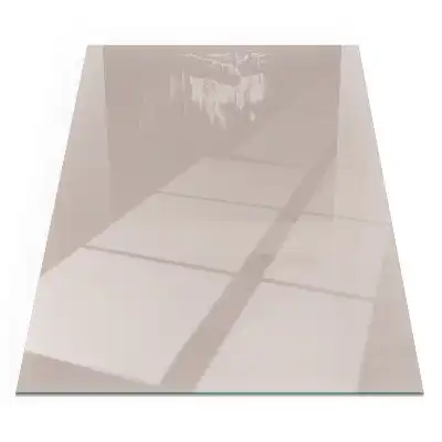 Plaque de sol rectangulaire pour cheminée en verre trempé brun clair