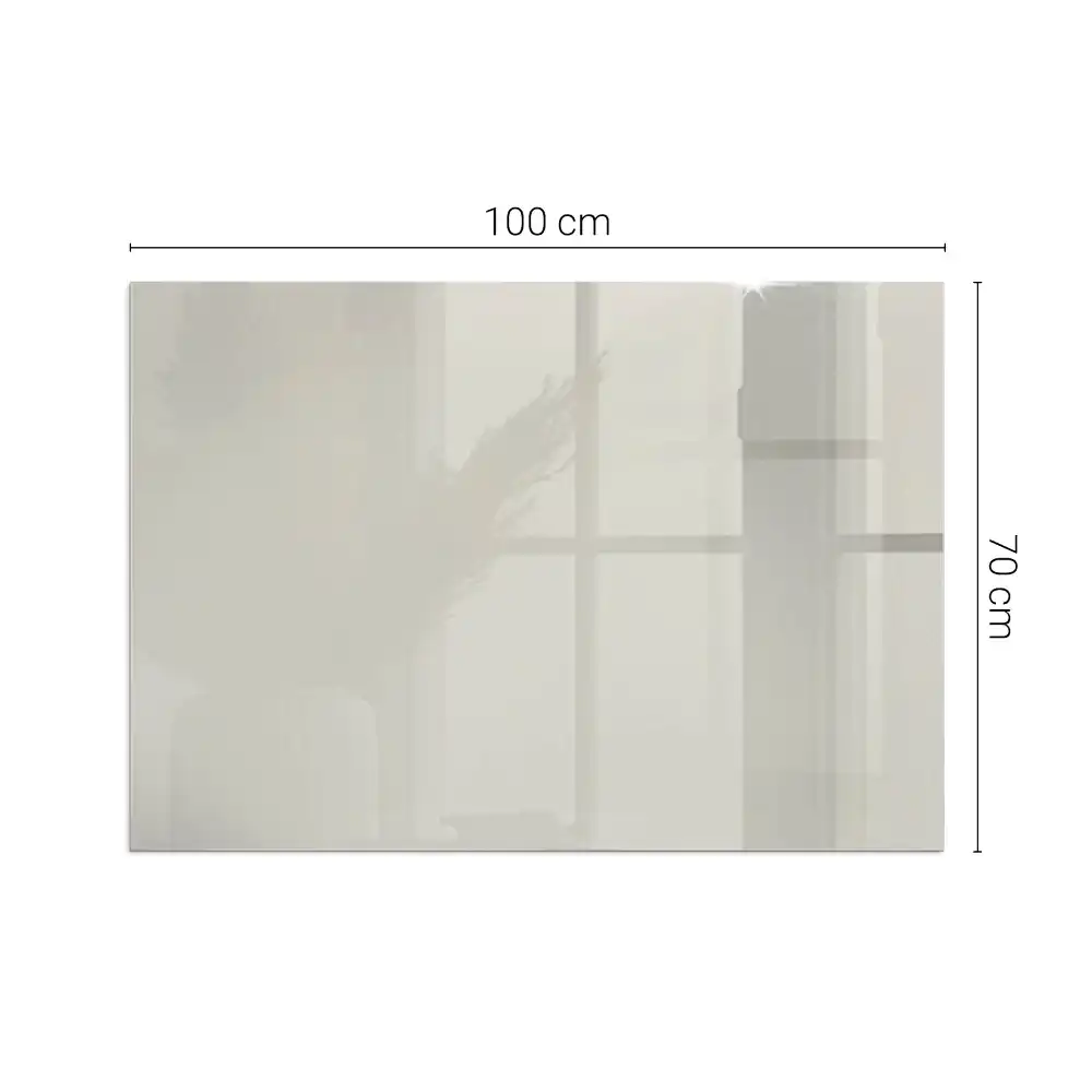 Plaque de sol rectangulaire en verre pour cheminée d'angle couleur crème claire