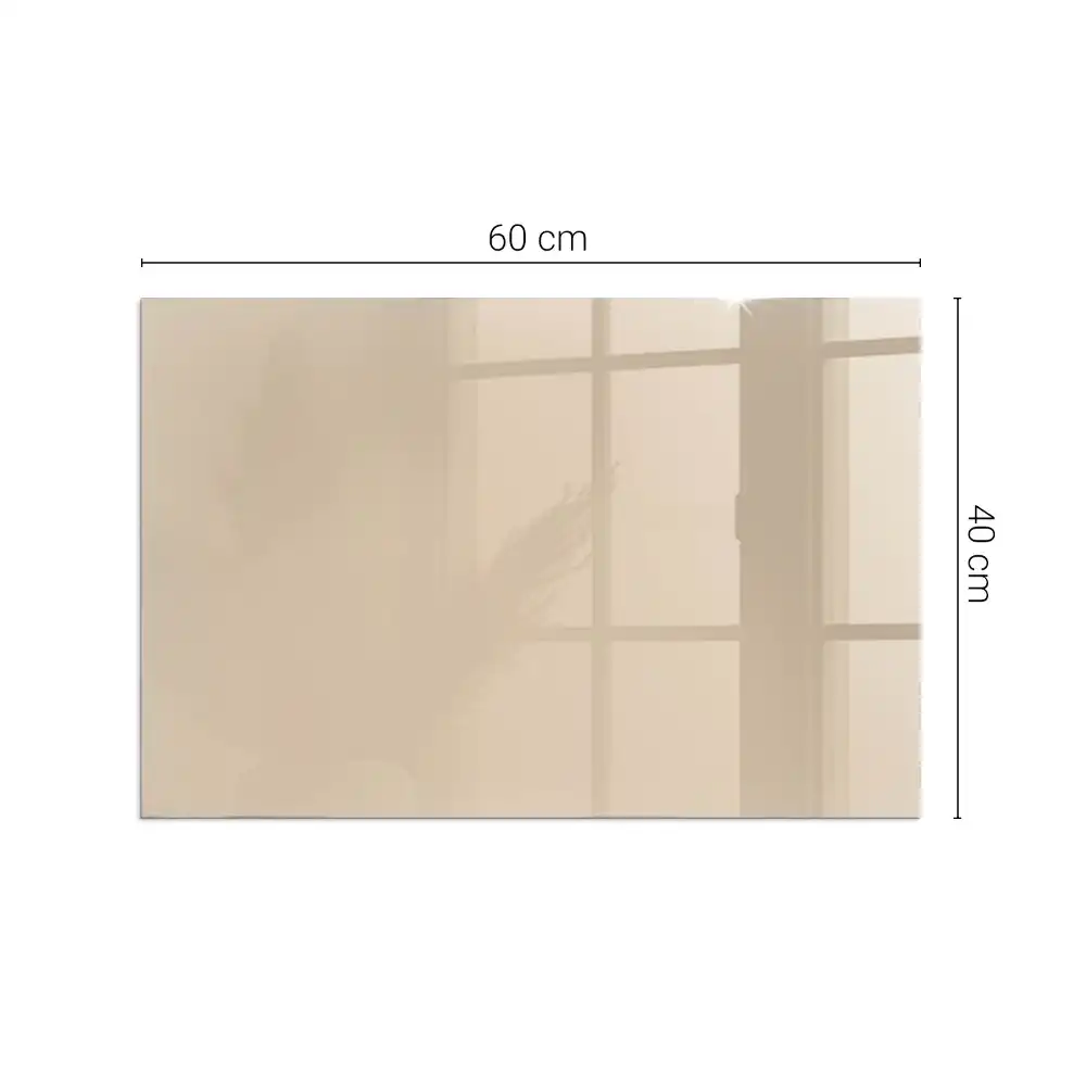 Plaque de sol rectangulaire pour cheminée d'angle en verre beige