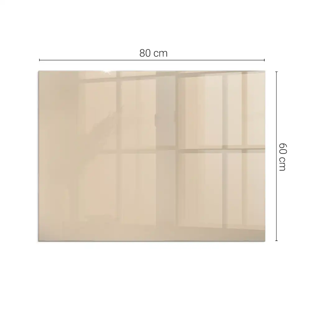 Plaque de sol rectangulaire pour cheminée d'angle en verre beige