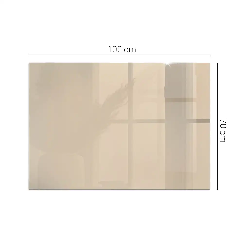 Plaque de sol rectangulaire pour cheminée d'angle en verre beige
