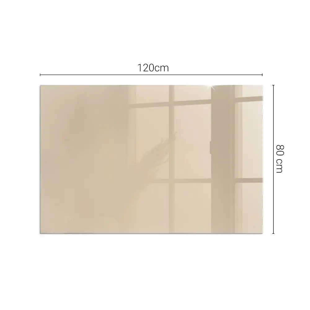 Plaque de sol rectangulaire pour cheminée d'angle en verre beige