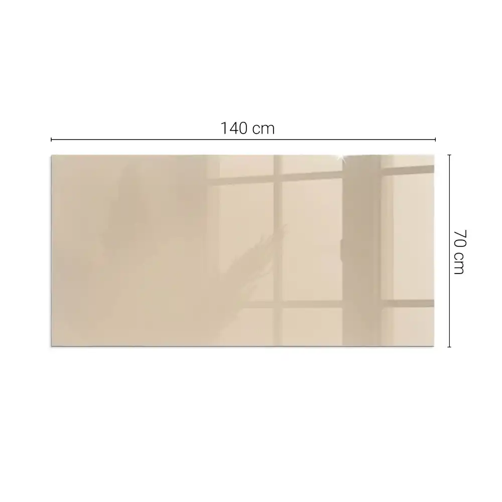 Plaque de sol rectangulaire pour cheminée d'angle en verre beige