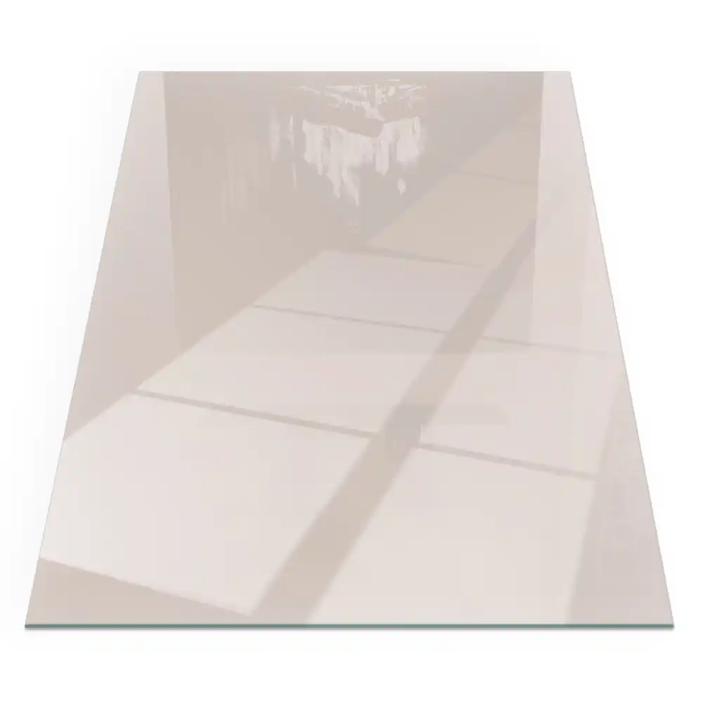 Plaque de sol rectangulaire en verre pour cheminée d'angle rose pâle