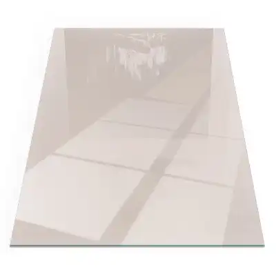 Plaque de sol rectangulaire en verre pour cheminée d'angle rose pâle