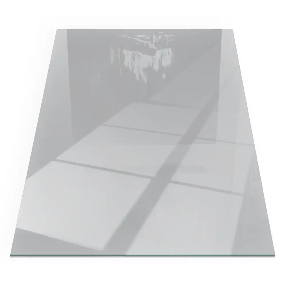 Plaque de sol pour cheminée rectangulaire en verre trempé gris clair