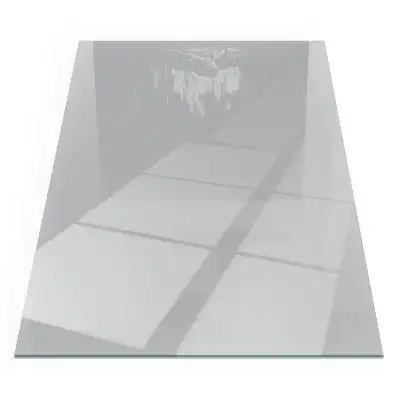 Plaque de sol pour cheminée rectangulaire en verre trempé gris clair