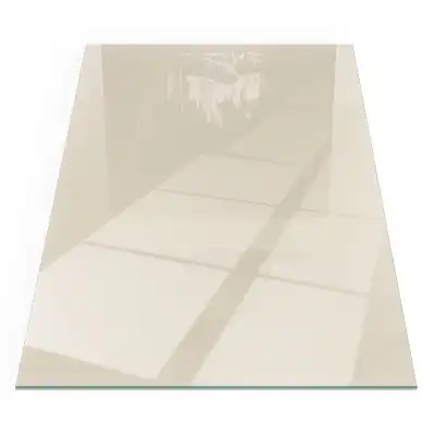 Plaque de sol rectangulaire en verre beige pour cheminée d'angle