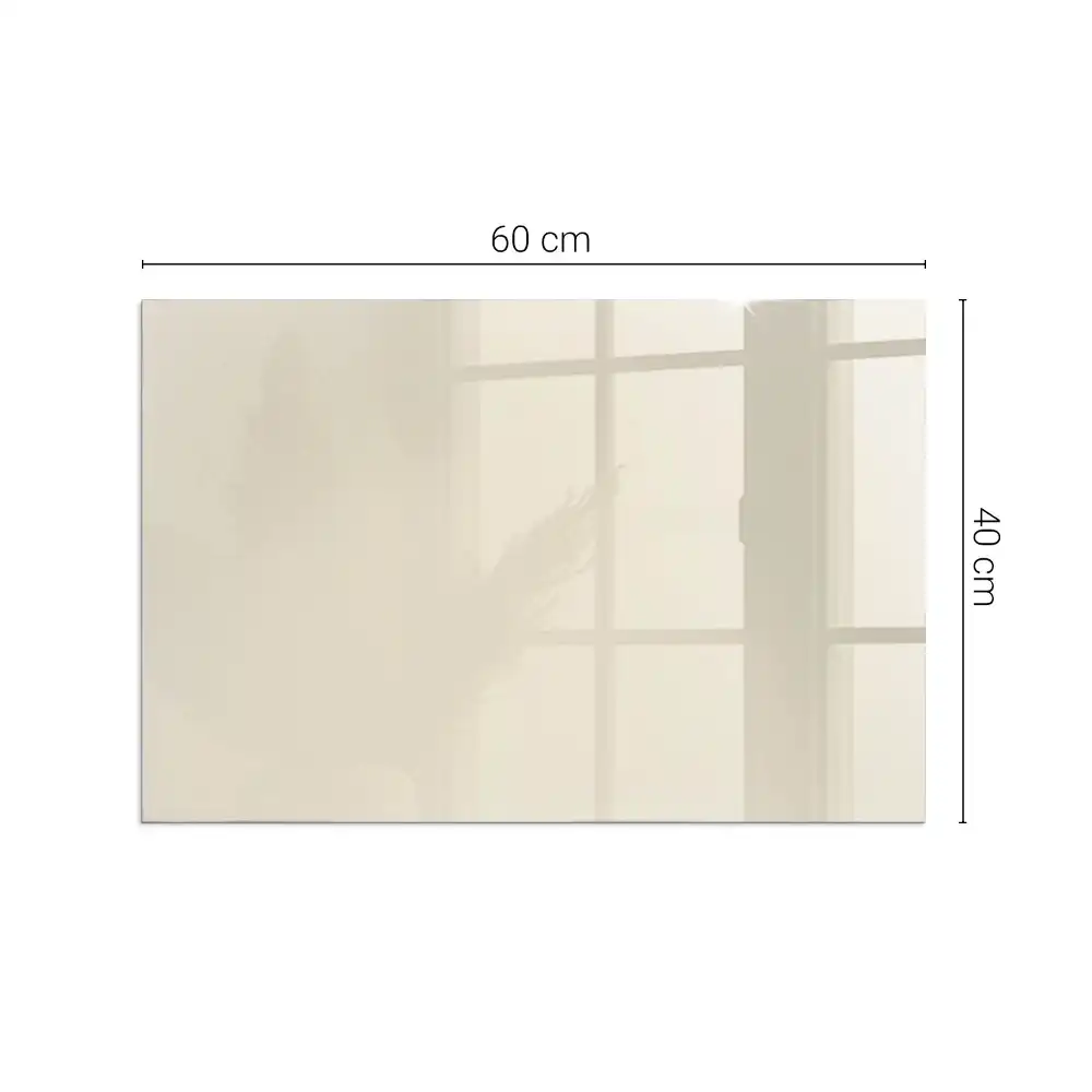 Plaque de sol rectangulaire en verre beige pour cheminée d'angle