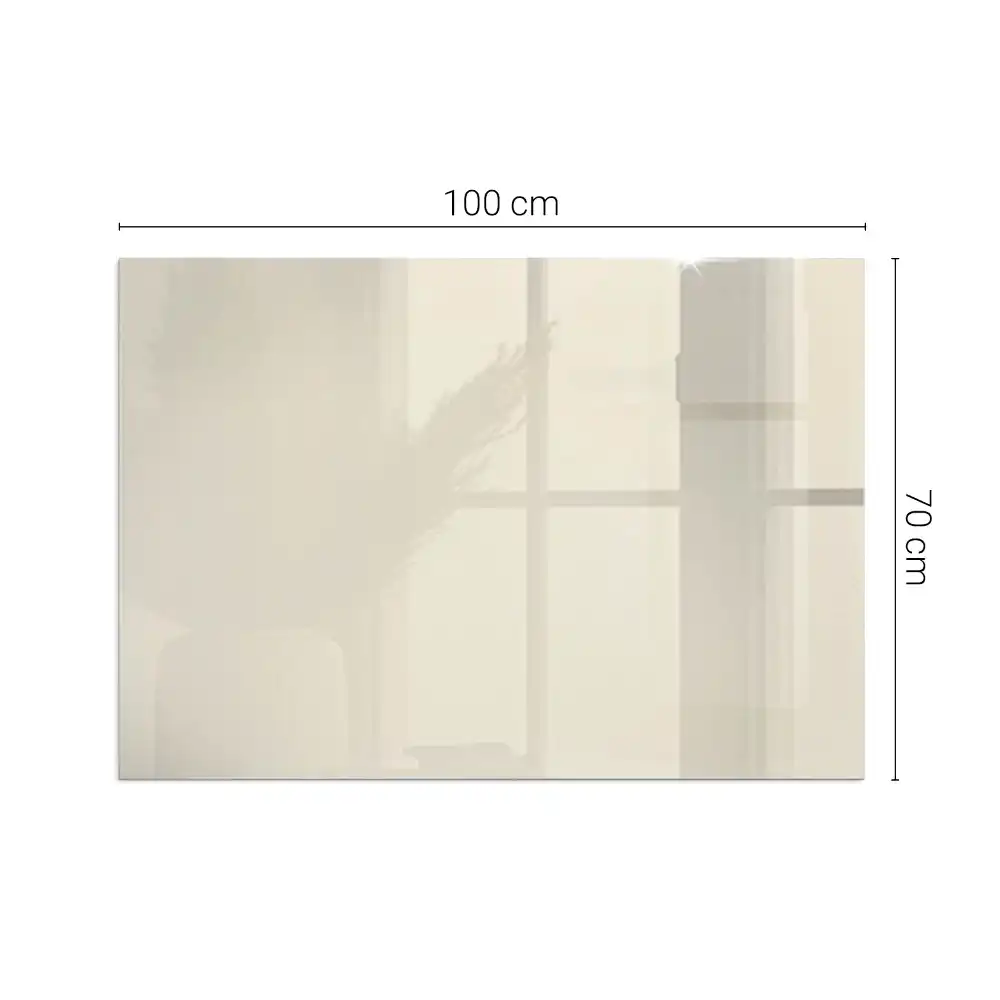 Plaque de sol rectangulaire en verre beige pour cheminée d'angle