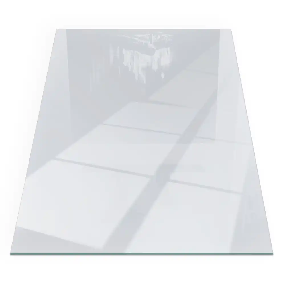Plaque de sol rectangulaire en verre trempé blanc pour cheminée