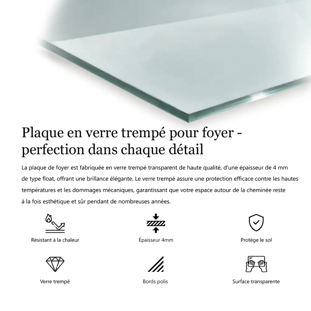 Plaque de sol pour poêle en verre transparent
