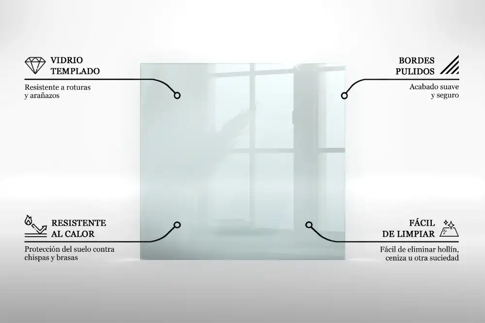 Plaque de sol pour poêle en verre transparent