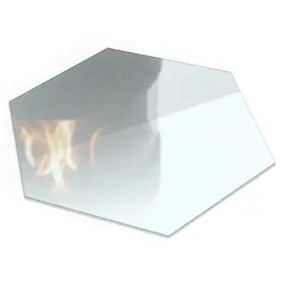 Plaque de protection hexagonale semi-transparente pour poêle à bois