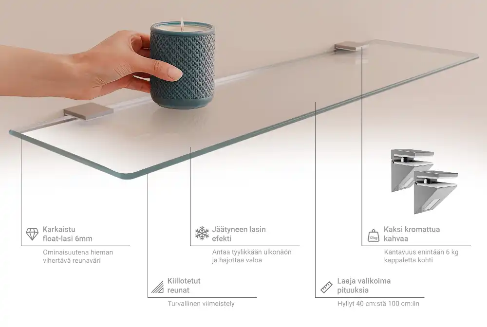 Étagère sous-miroir en verre translucide