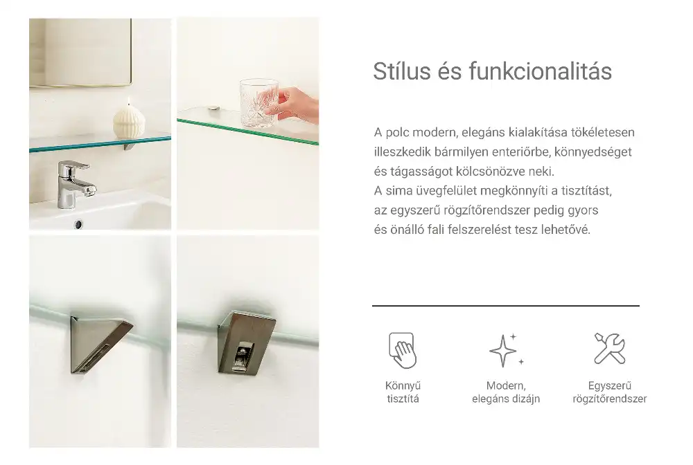 Étagère sous-miroir en verre translucide