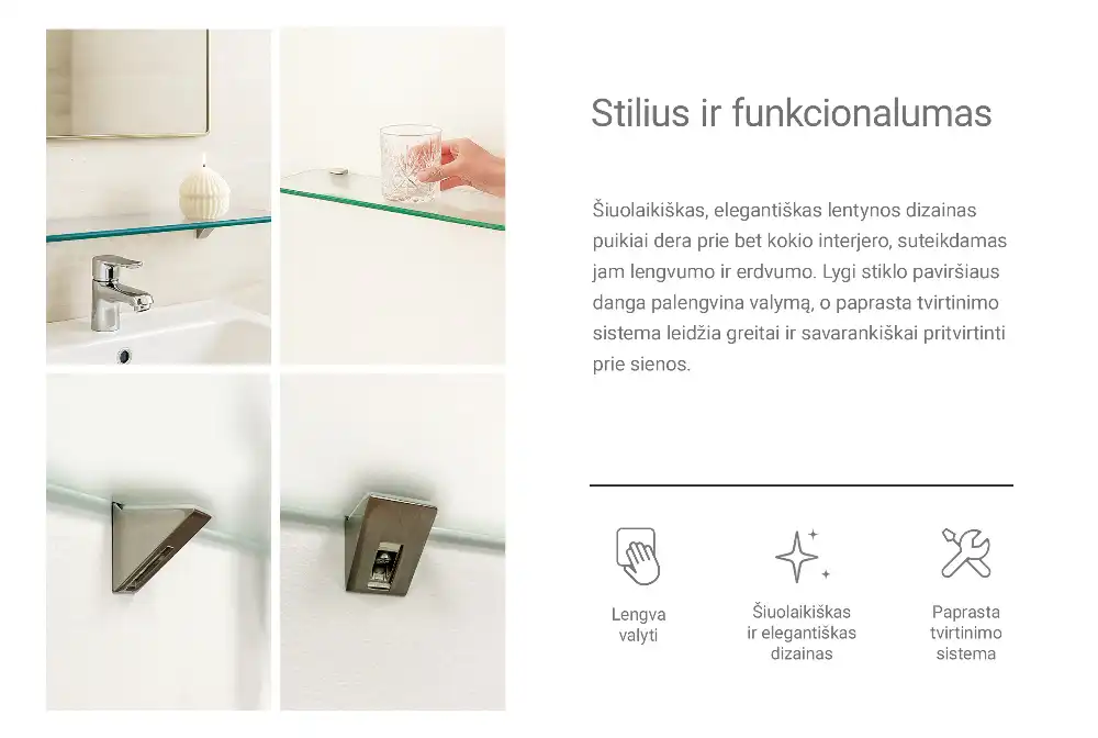 Étagère sous-miroir en verre translucide