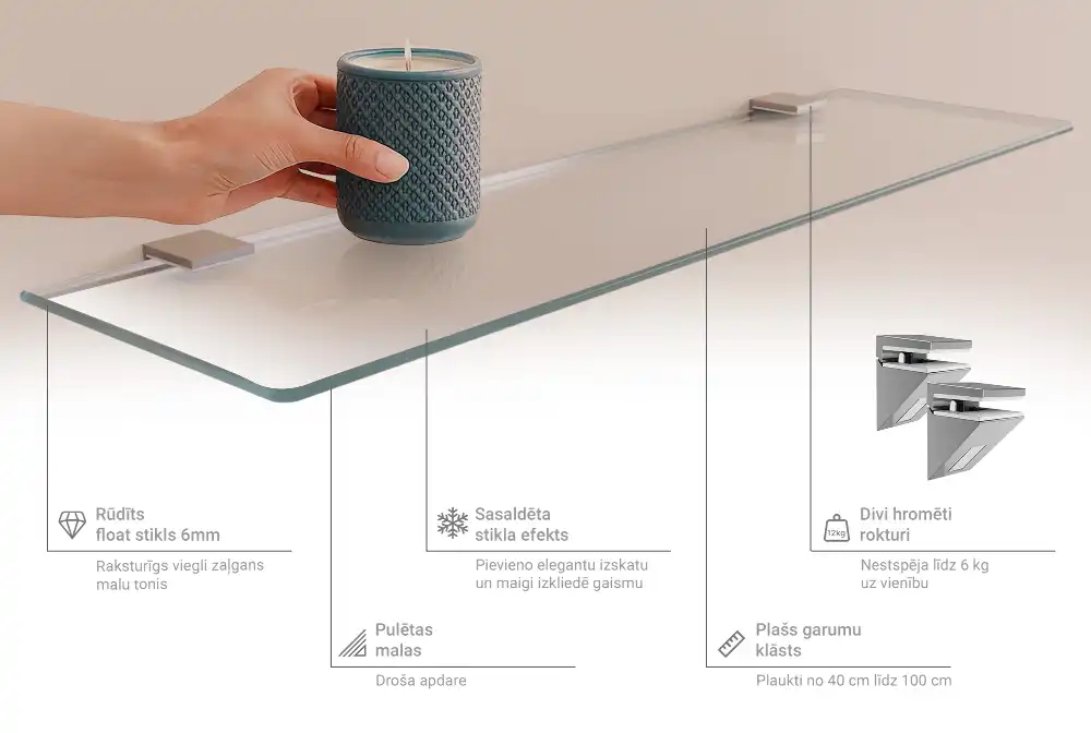 Étagère sous-miroir en verre translucide