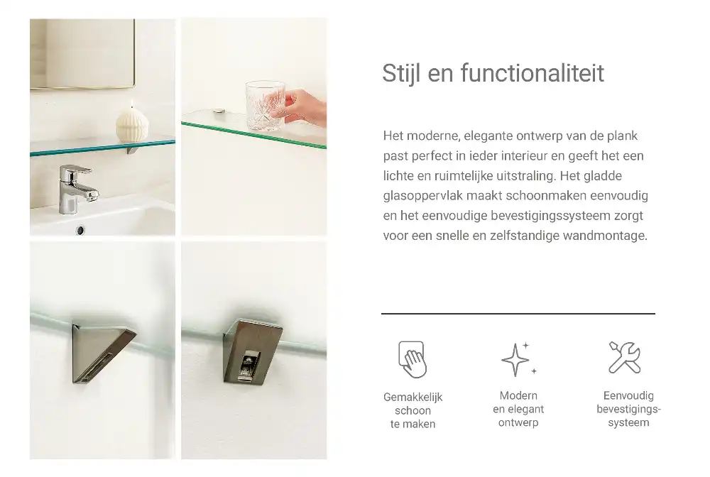 Étagère sous-miroir en verre translucide