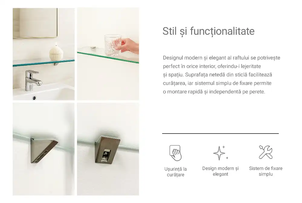 Étagère sous-miroir en verre translucide