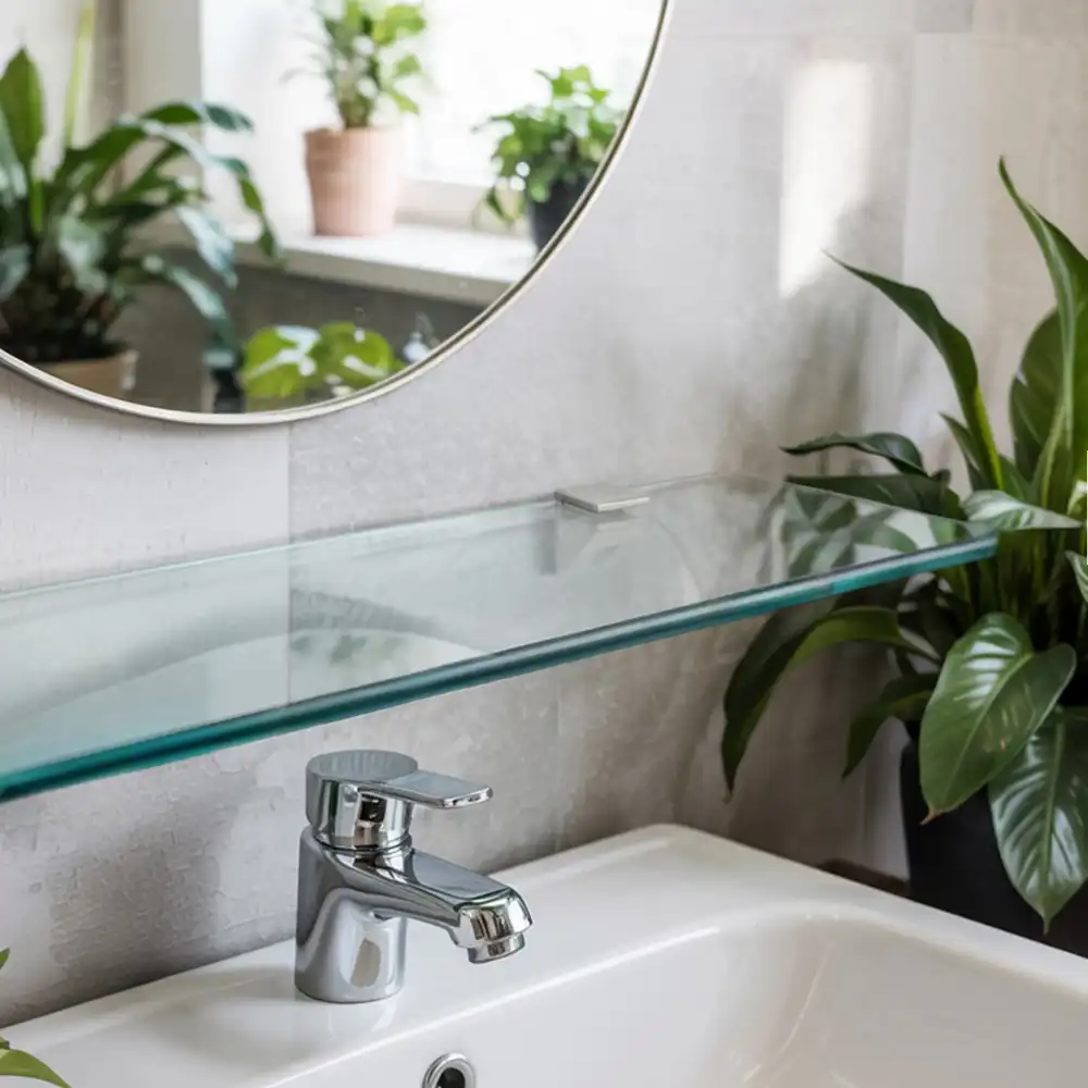 Étagère murale en verre transparent