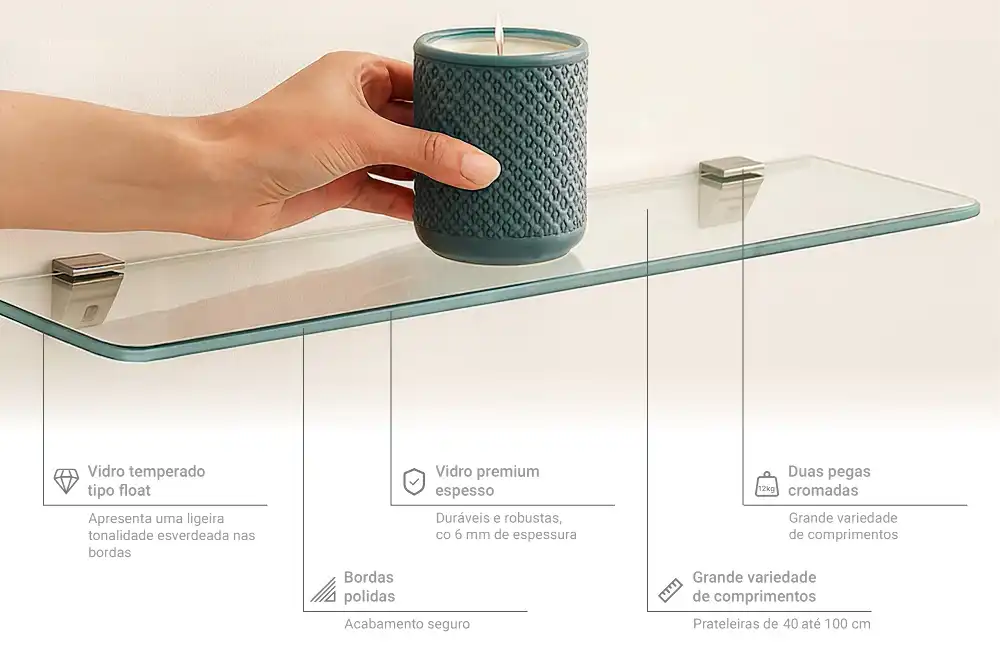 Étagère murale en verre transparent