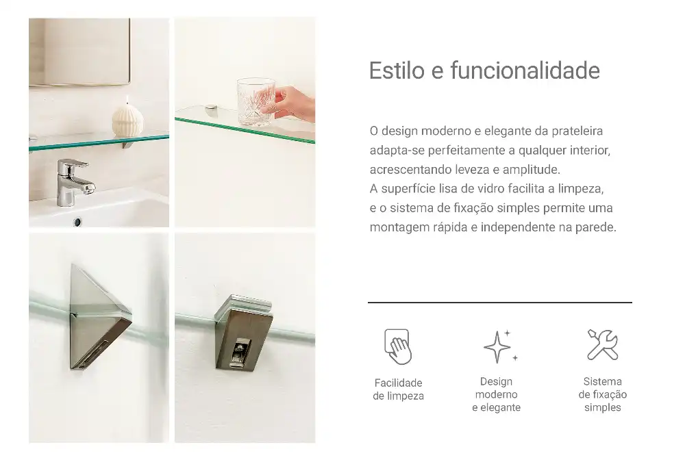 Étagère murale en verre transparent