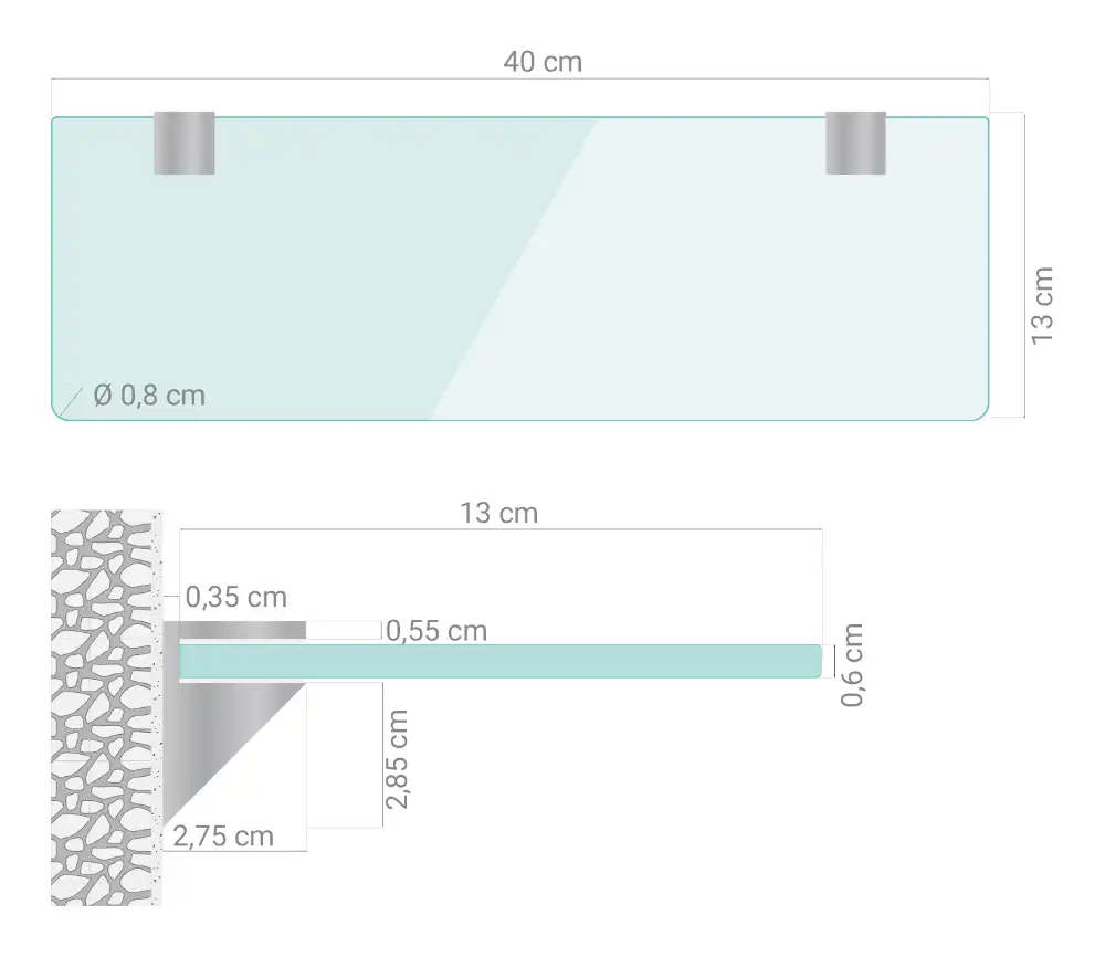 Étagère murale en verre transparent