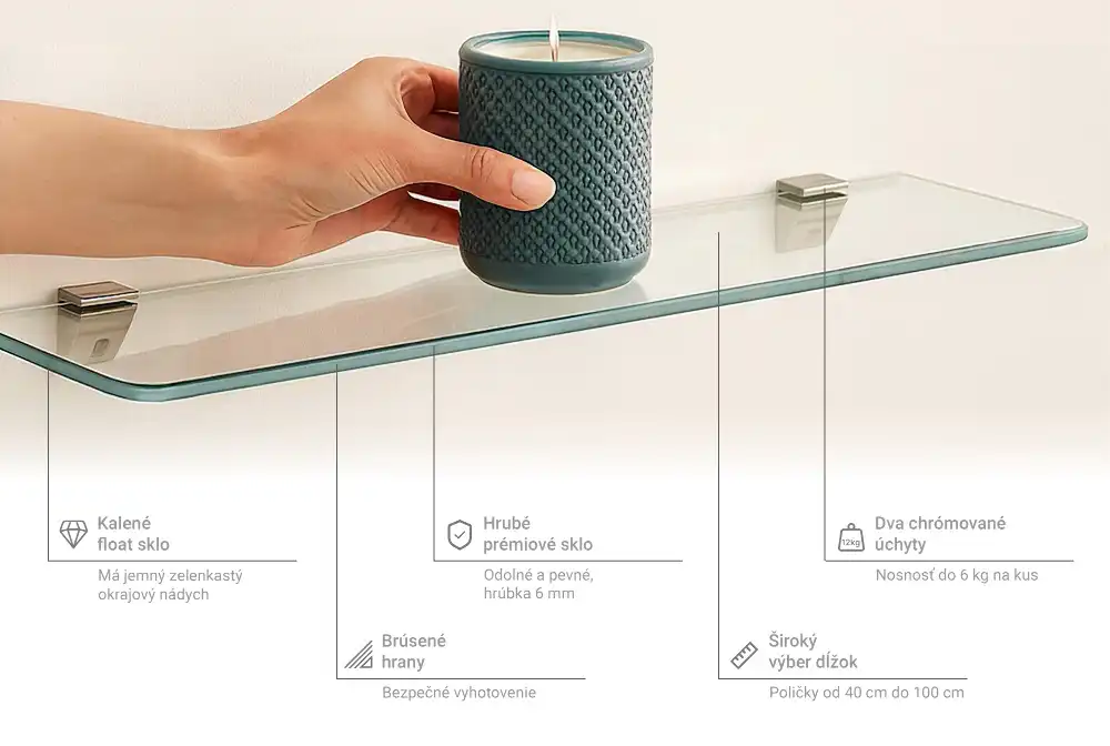 Étagère murale en verre transparent
