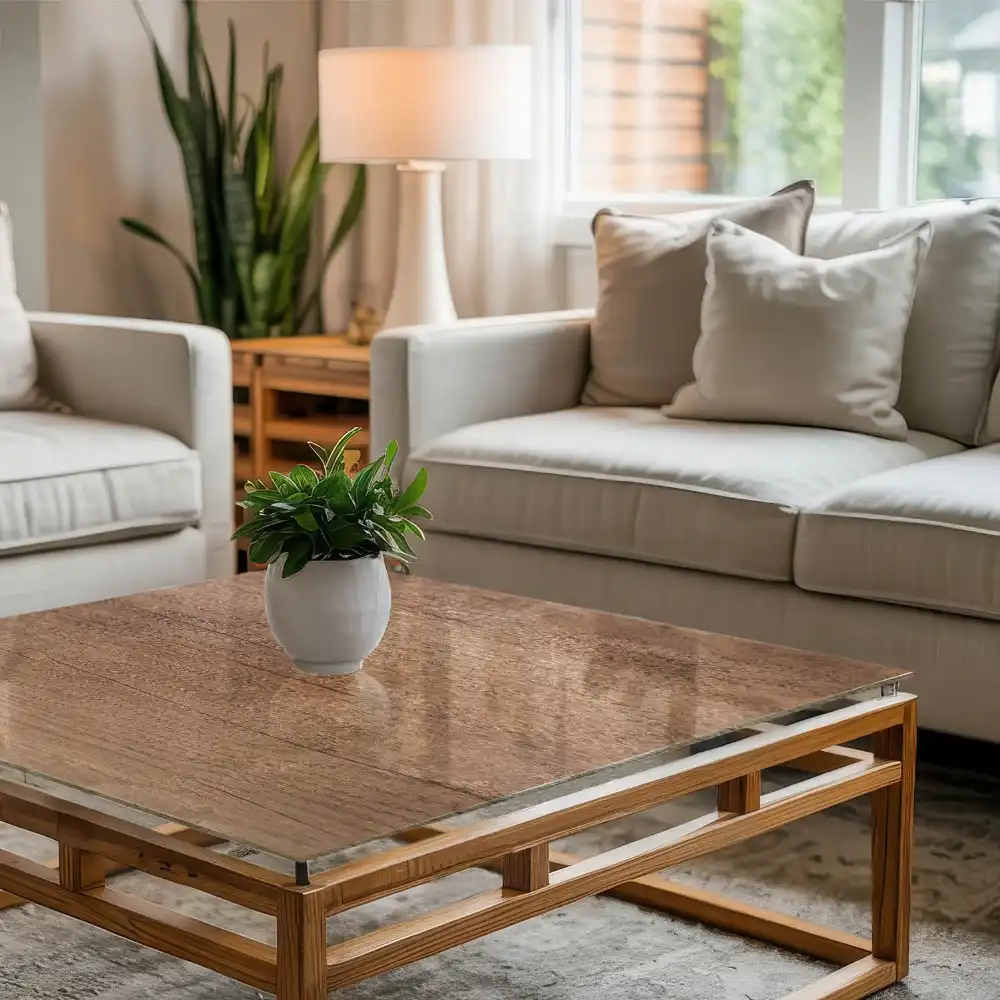 Plateau de table carré effet bois naturel