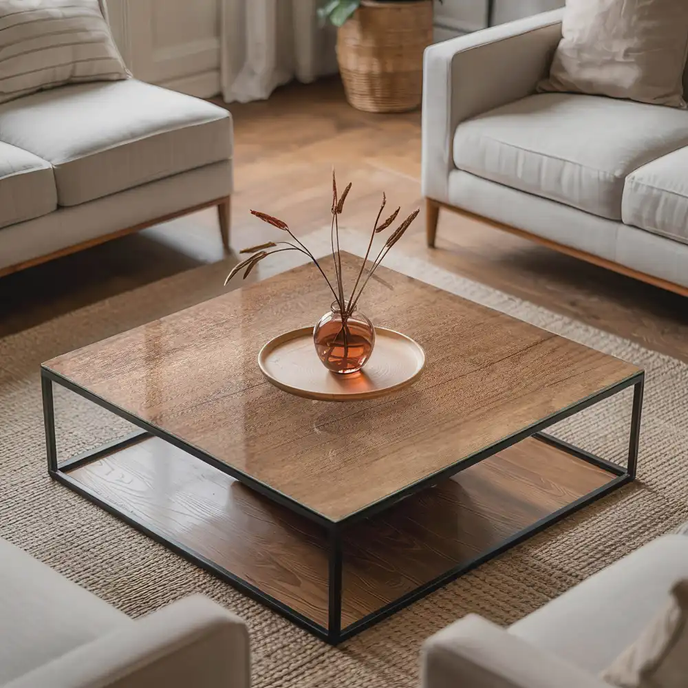 Plateau de table carré effet bois naturel