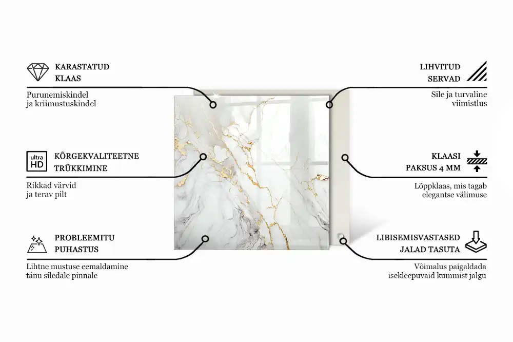 Plateau de table basse carré avec motif effet marbre