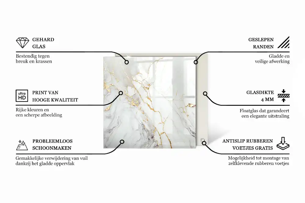 Plateau de table basse carré avec motif effet marbre