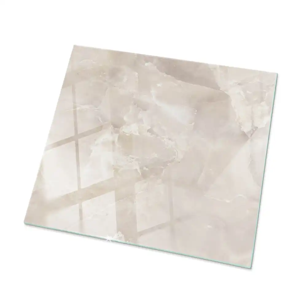 Plateau carré en verre avec motif effet marbre