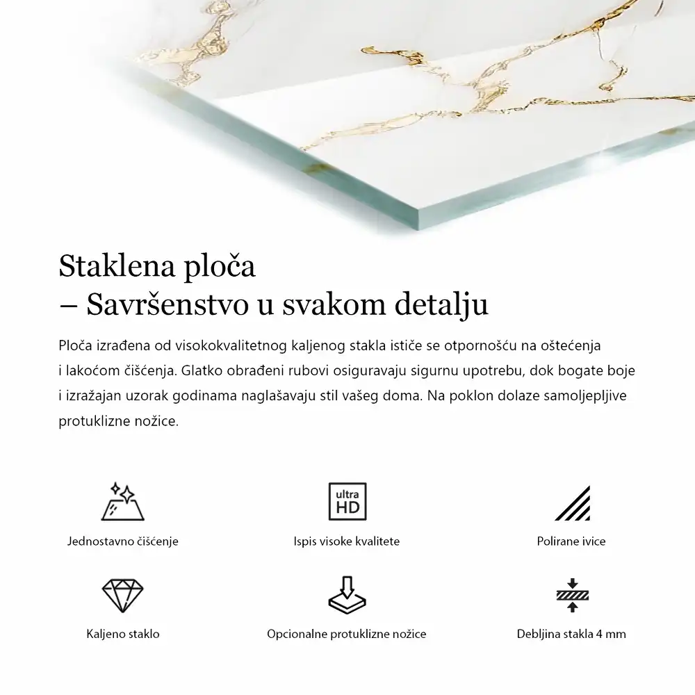 Plateau carré en verre avec motif effet marbre