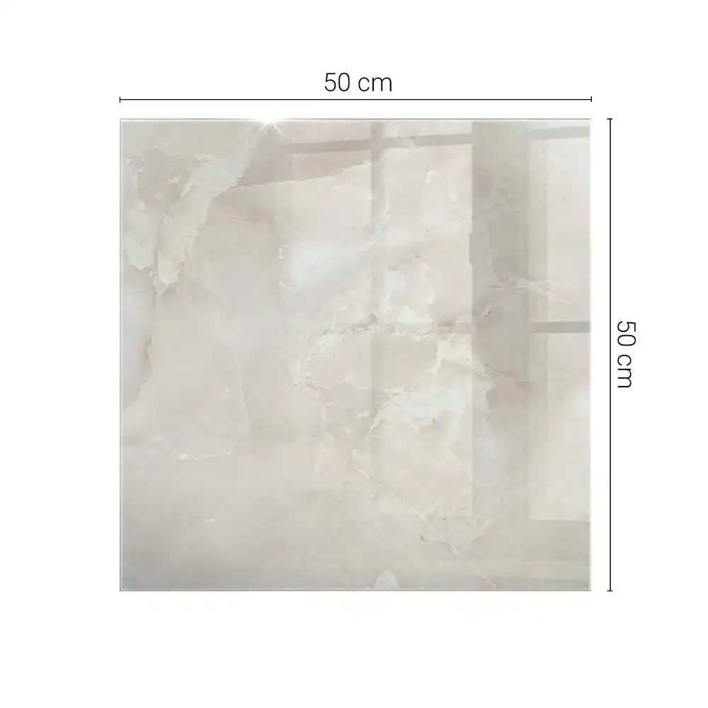 Plateau carré en verre avec motif effet marbre