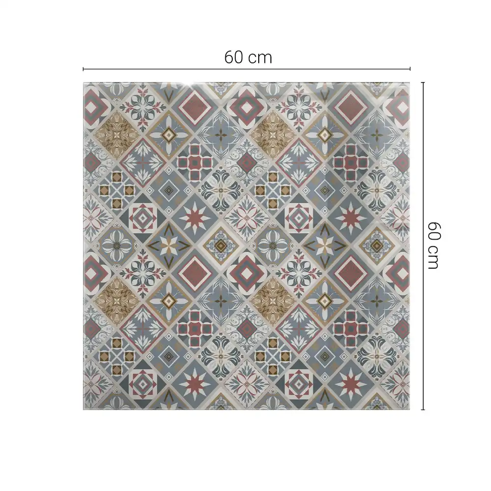 Plateau de table carré à motif mosaïque avec ornements