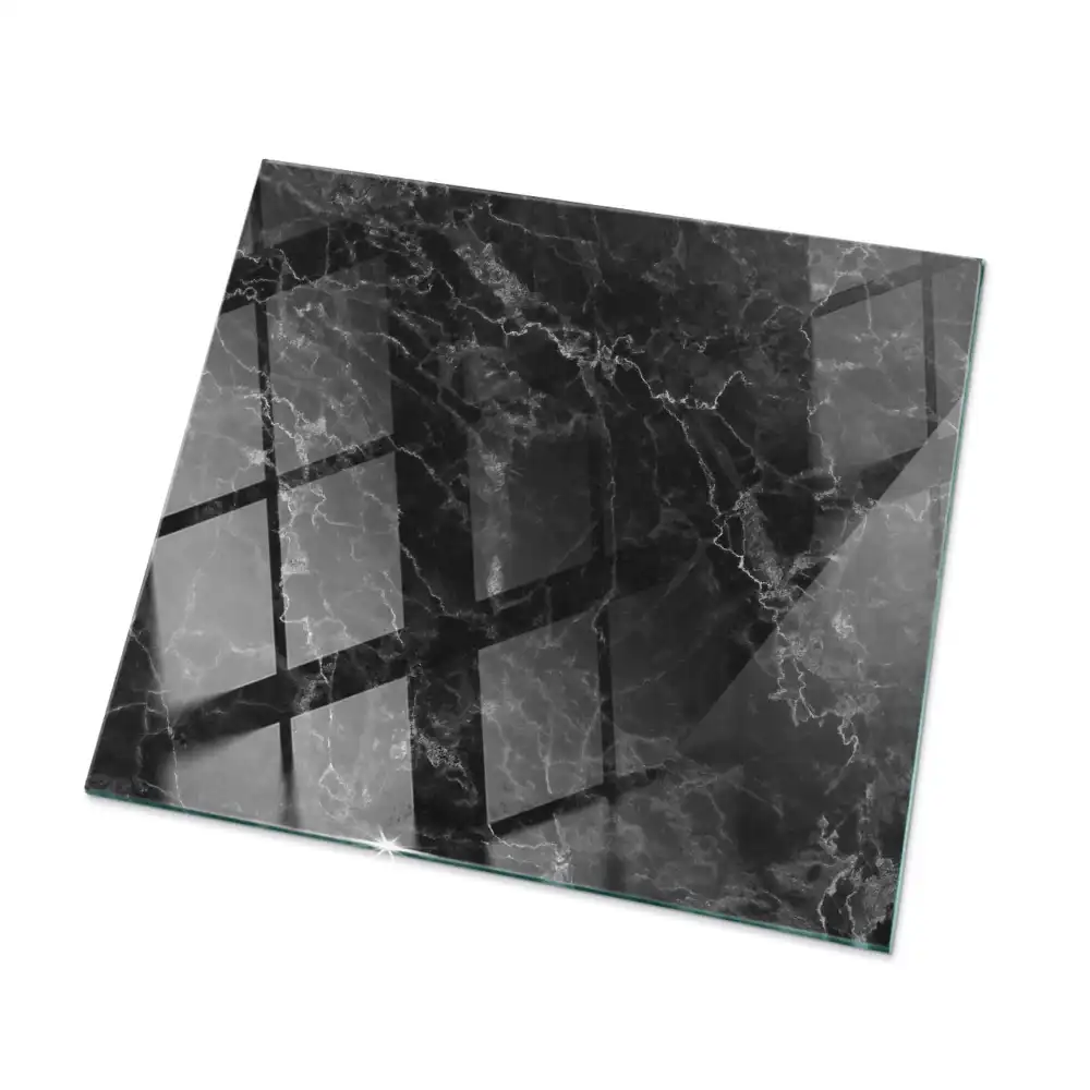Plateau de table basse carré à motif marbre veiné