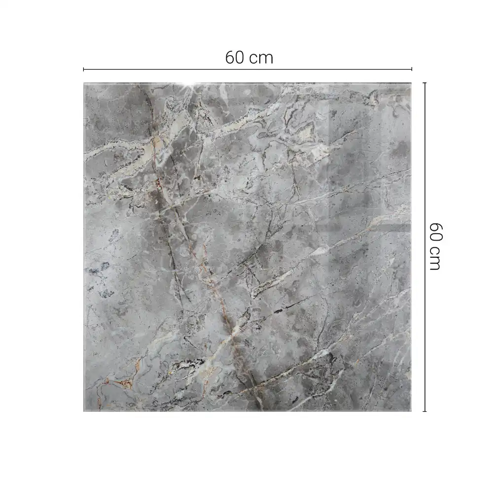 Plateau carré en verre aspect marbre naturel