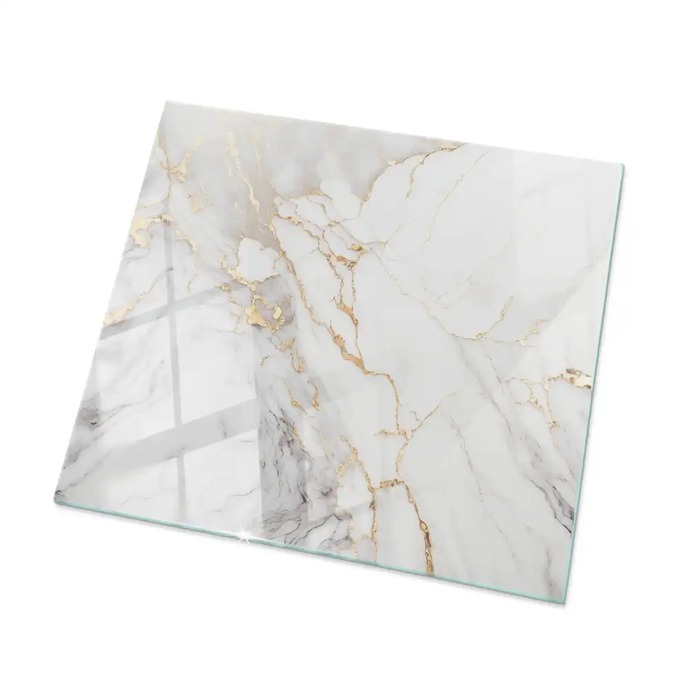Plateau de table basse carré en marbre avec veinage élégant