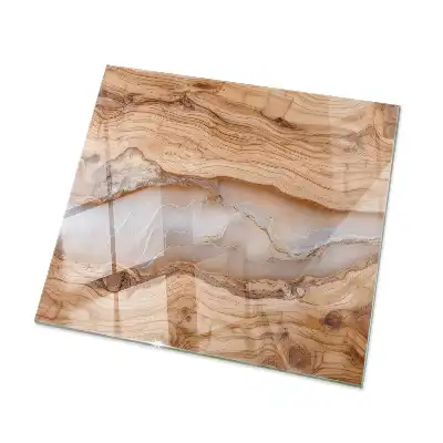 Plateau de table carré en bois naturel et résine