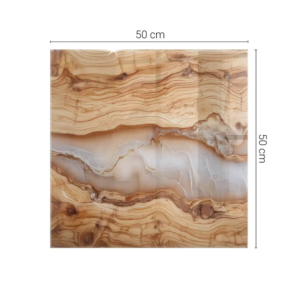 Plateau de table carré en bois naturel et résine