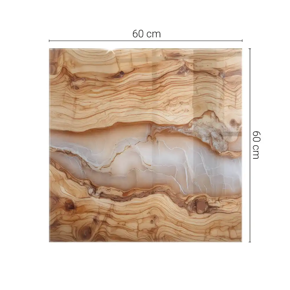 Plateau de table carré en bois naturel et résine